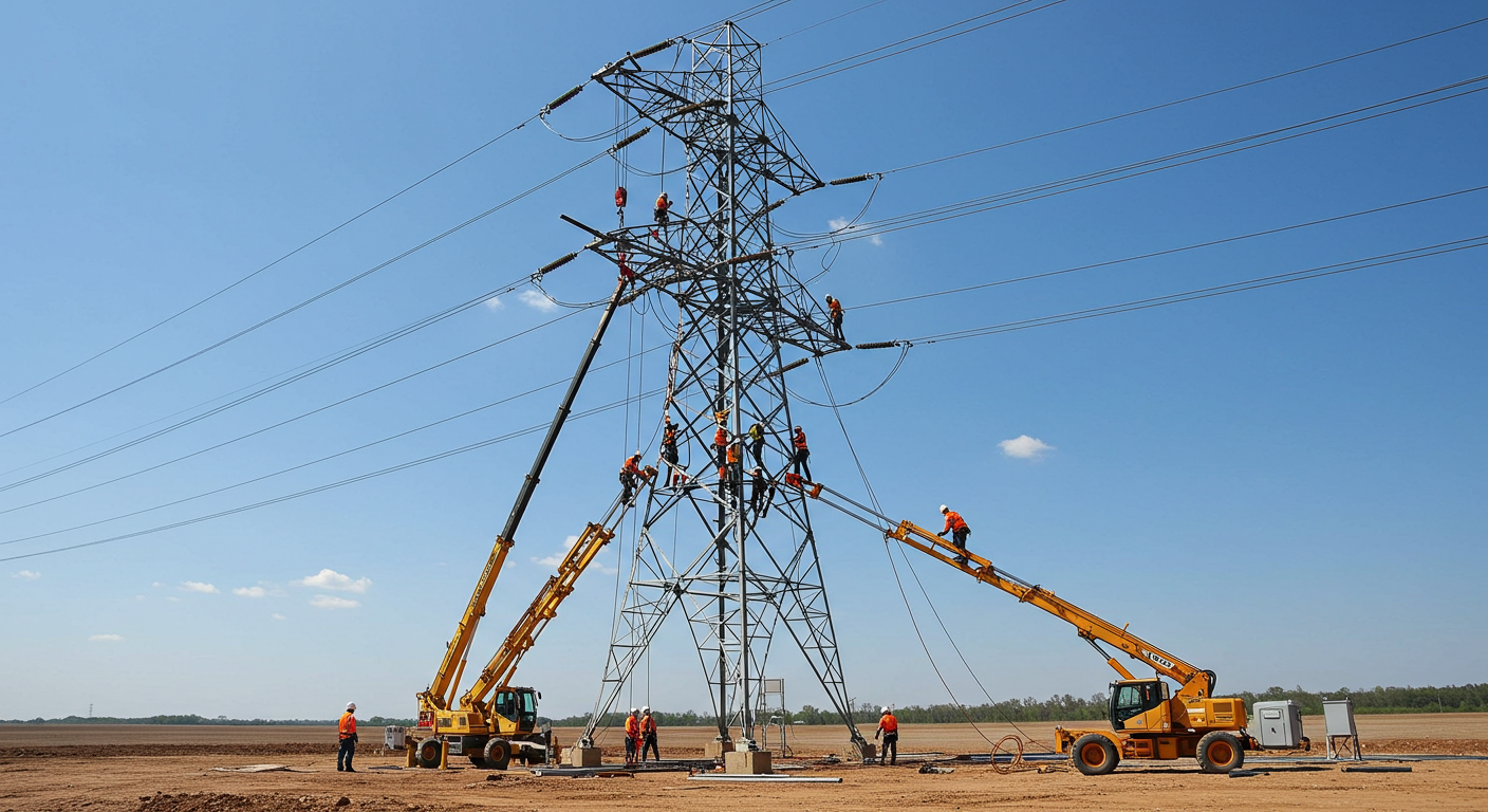 Electrical transmission tower installation