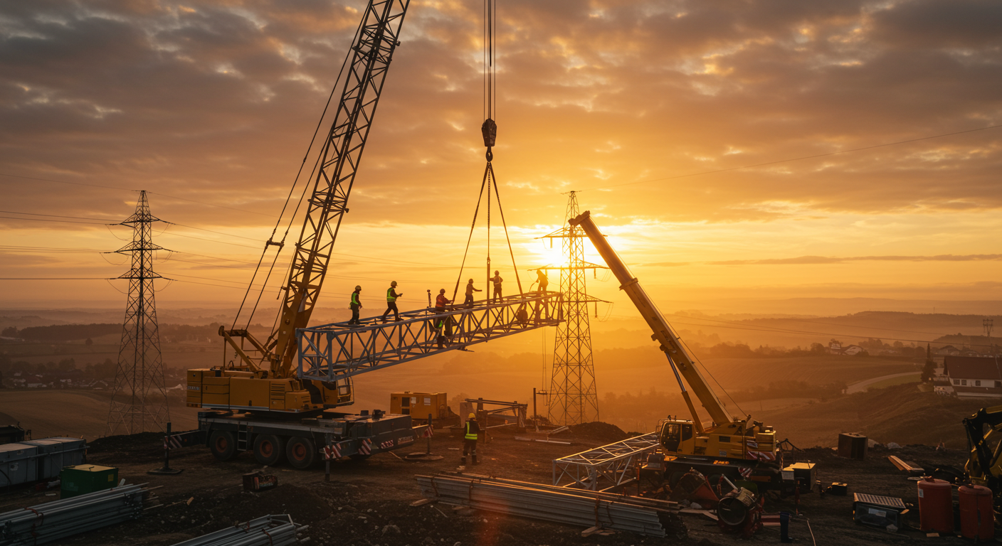 power grid tower installation